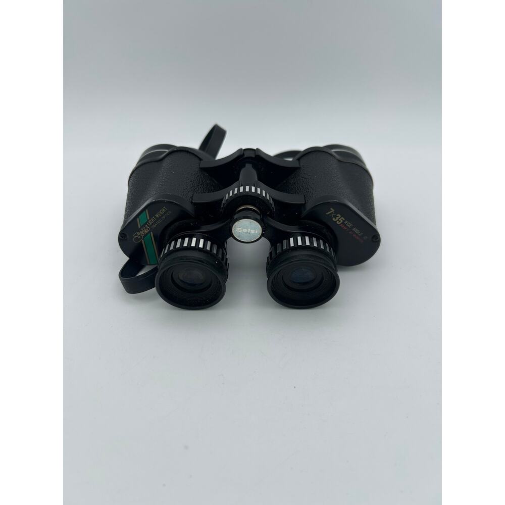 Vintage Selsi 7x35 Wide Angle Binoculars Coated Optics w/ Case Lightweight Japan